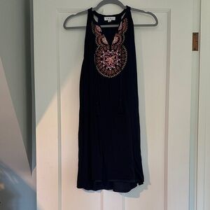 THML Navy Dress with Pink Embroidery